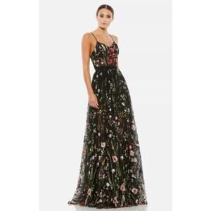 Mac Duggal Black Floral Maxi Dress